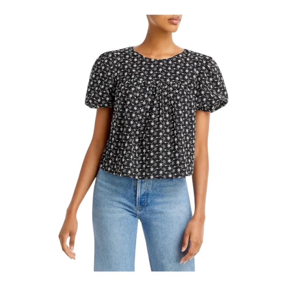 Aqua Embroidered Eyelet Blouse NWT